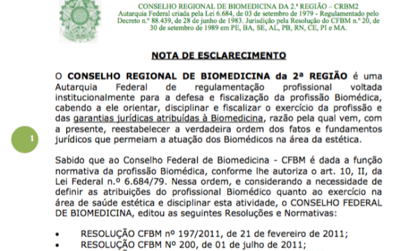Nota esclarecimento biomedicina estética crbm 2