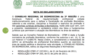 Nota esclarecimento biomedicina estética crbm 2