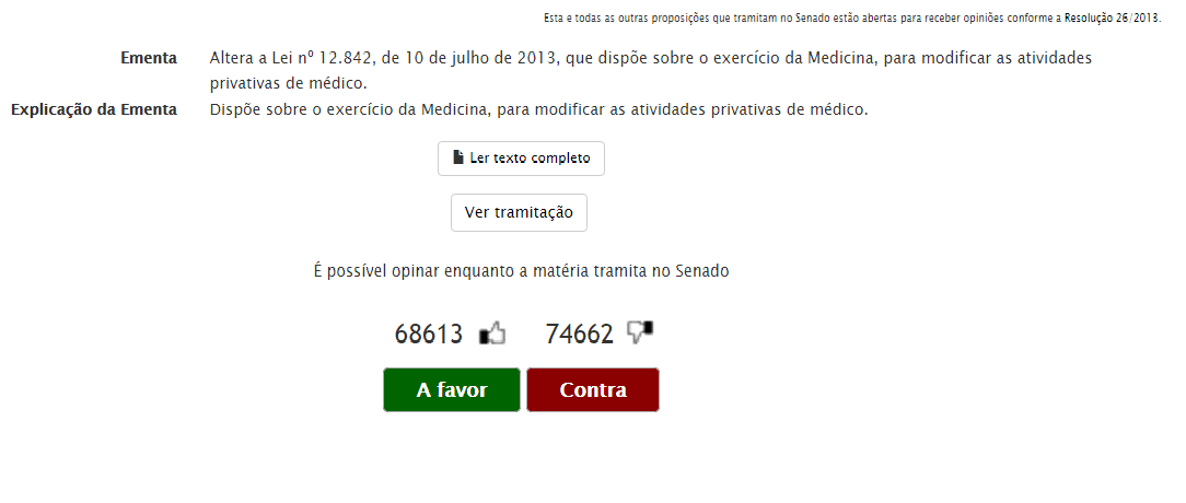 Consulta Pública da PLS 350/2014 tem mais de um milhão de acessos na última semana